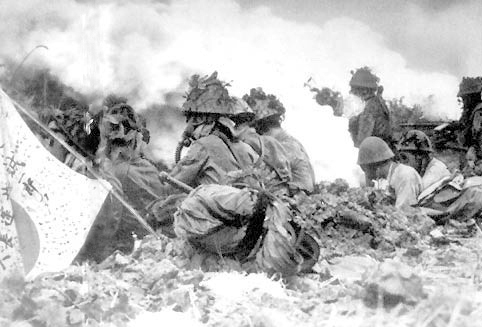 Japanese artillerymen fire chemical weapons into Chinese positions in 1941.