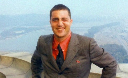 John Paul Cupp at the top of the Juche Tower, Pyongyang, North Korea, on an official trip by invitation of the North Korean government as head of the U.S. Songun Politics Study Group in 2006