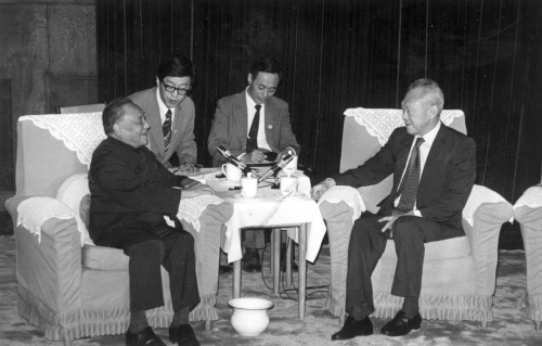 The late Chinese leader Deng Xiaoping with Lee Kuan Yew in Beijing in the 1980s (CNS)
